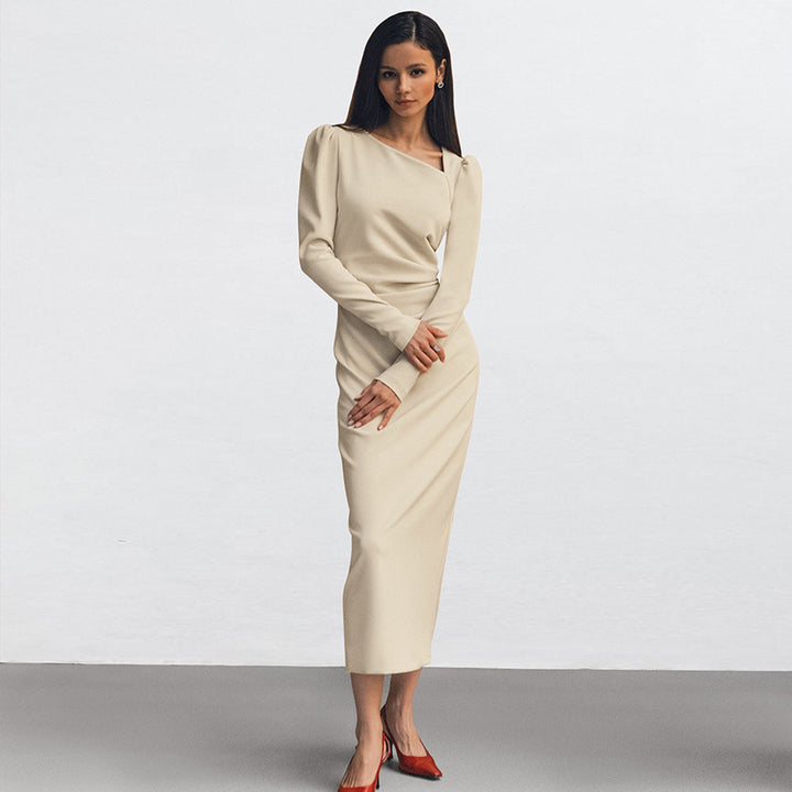 Dame Elegant Langærmet Maxikjole i minimalistisk design Stilla
