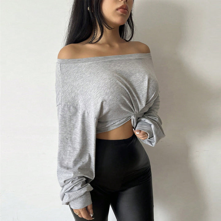 Kvindernes afslappede oversized crop top med knyttet design Stilla