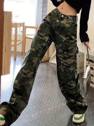 Dame cargo-bukser i urban camouflage-stil med praktiske lommer og behagelig pasform Stilla