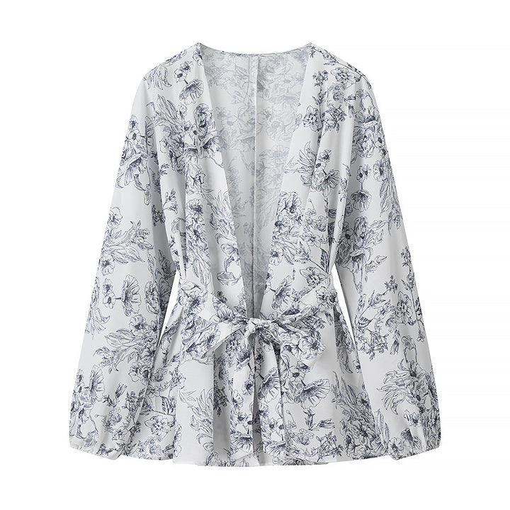 Femme Elegante Mini Kjole med Ståkrave og Bælte Talje Stilla