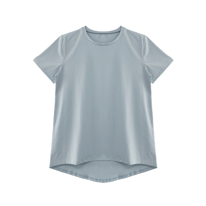 Dame afslappet T-shirt med asymmetrisk bund og åndbart materiale Stilla