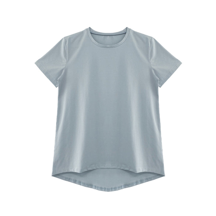 Dame afslappet T-shirt med asymmetrisk bund og åndbart materiale Stilla