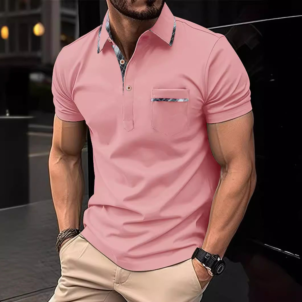 Herrer Poloshirt med moderne krave og brystlomme Stilla