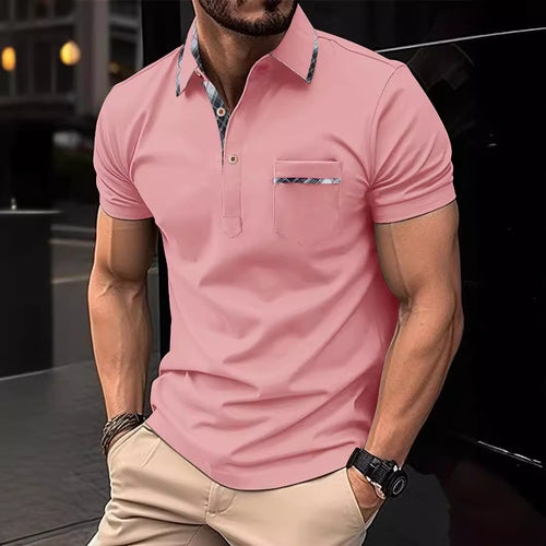 Herrer Poloshirt med moderne krave og brystlomme Stilla