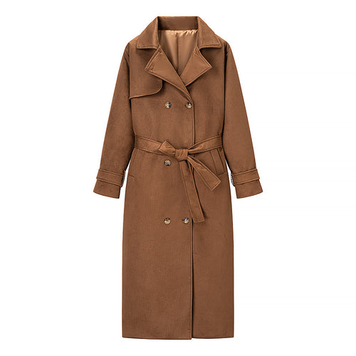 Damer Elegant Trench Coat lavet af blød suede imitation med praktisk bælte og fashionabel snit Stilla