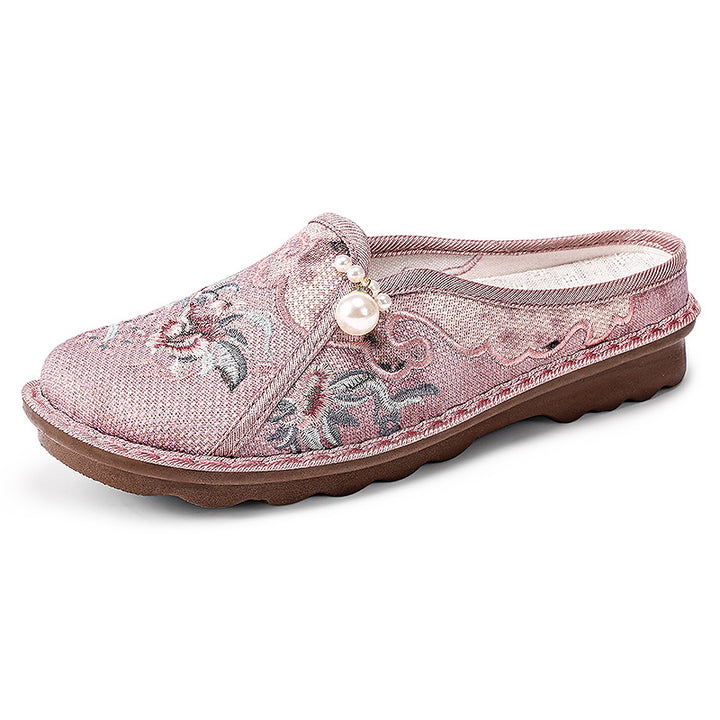 Femme dekoreret Slipper Clogs med blomsterbroderi Stilla
