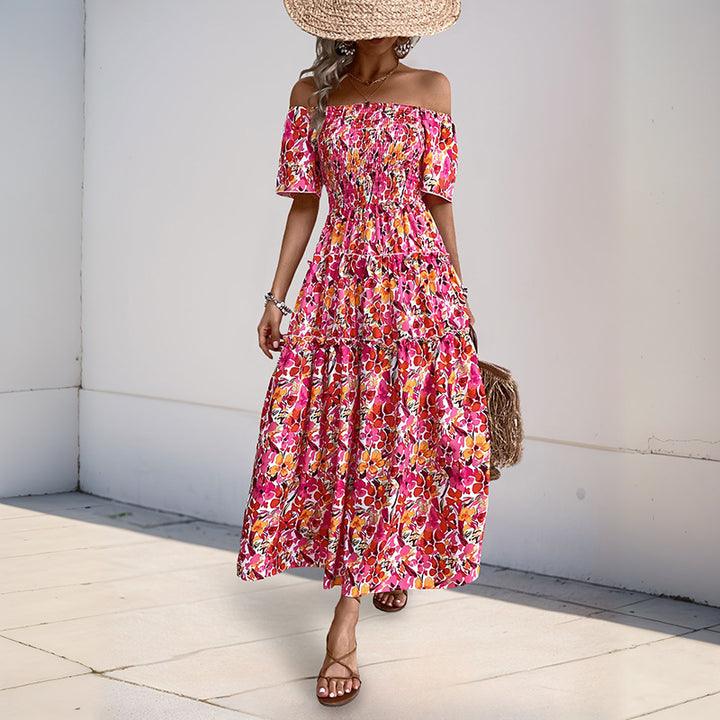 Dame Off-Shoulder Maxi Kjole med lagdelt Ruffles Design Stilla