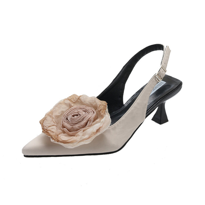 Dame Slingback-pumper med florale applikationsdetaljer Stilla