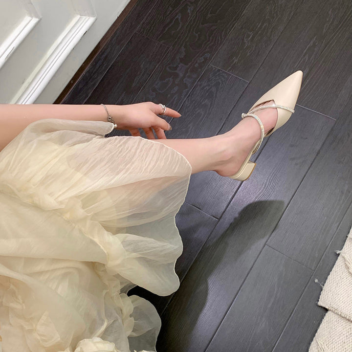 Dame elegant spidse Slingback Mules med rhinestonesrem Stilla