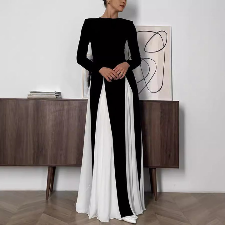 Dame Elegant aften kjole med raffineret farvekombination og smukt faldende nederdel Stiila
