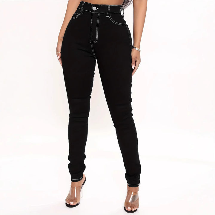 Dame Skinny Jeans med detaljeglad sommerfugledesign Stilla