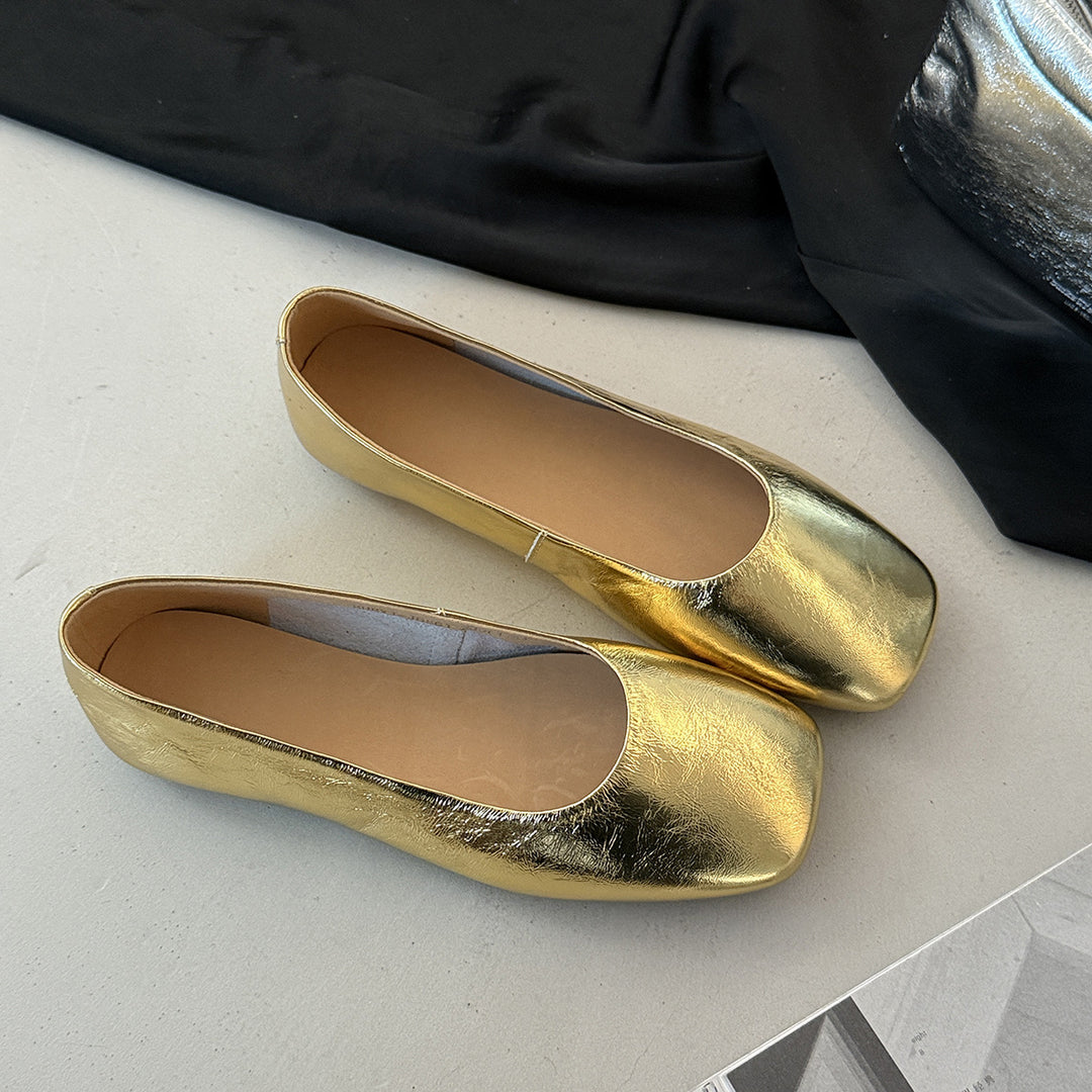 Femme Glossy Metallic Ballerinas Stilla
