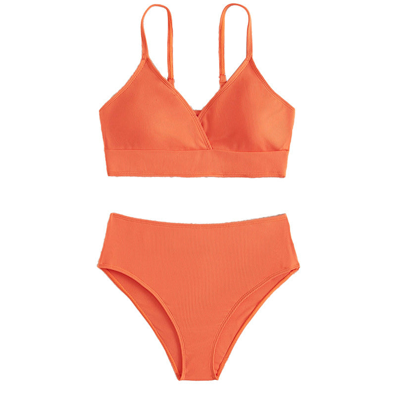 Damer Højt udskåret Bikini-sæt med justerbare stropper og behagelig pasform Stilla