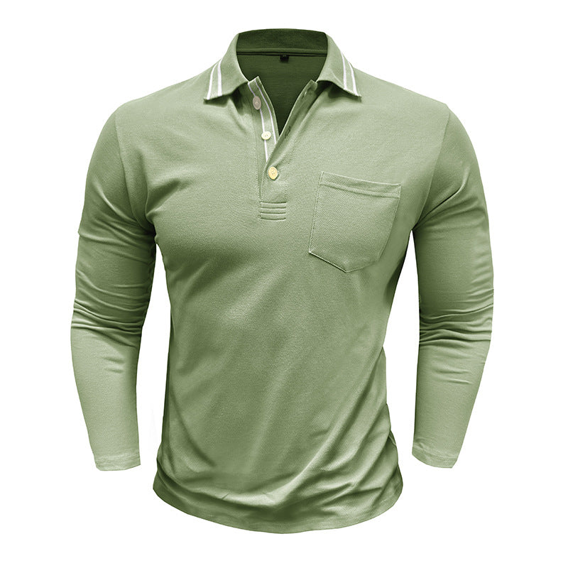 Herre Langærmet Polo T-shirt med struktureret krave og elegante knapdetaljer Stilla
