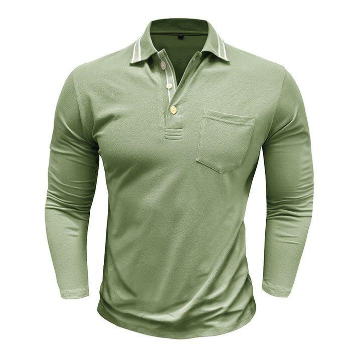 Herre Langærmet Polo T-shirt med struktureret krave og elegante knapdetaljer Stilla