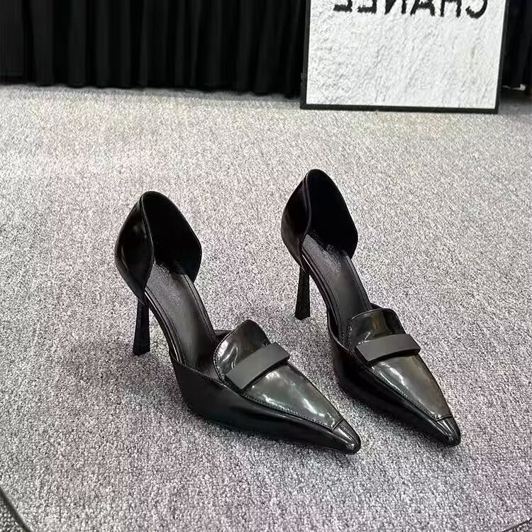 Kvinder Spids Tå High Heels med Kontrastrem Detail Stilla