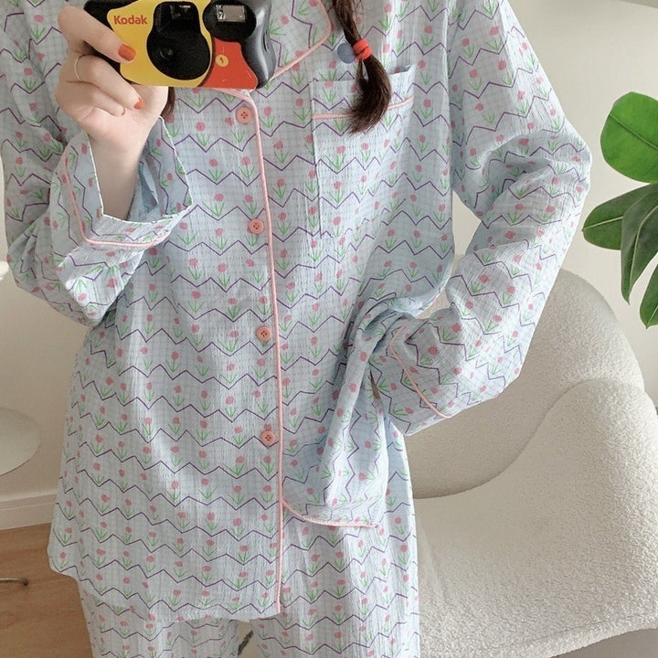 Dame Behageligt Bomulds-Pyjama-Sæt Stilla