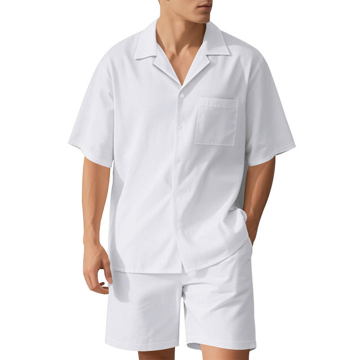 Herren elegant kortærmet ferieoutfit bestående af skjorte og shorts Stilla