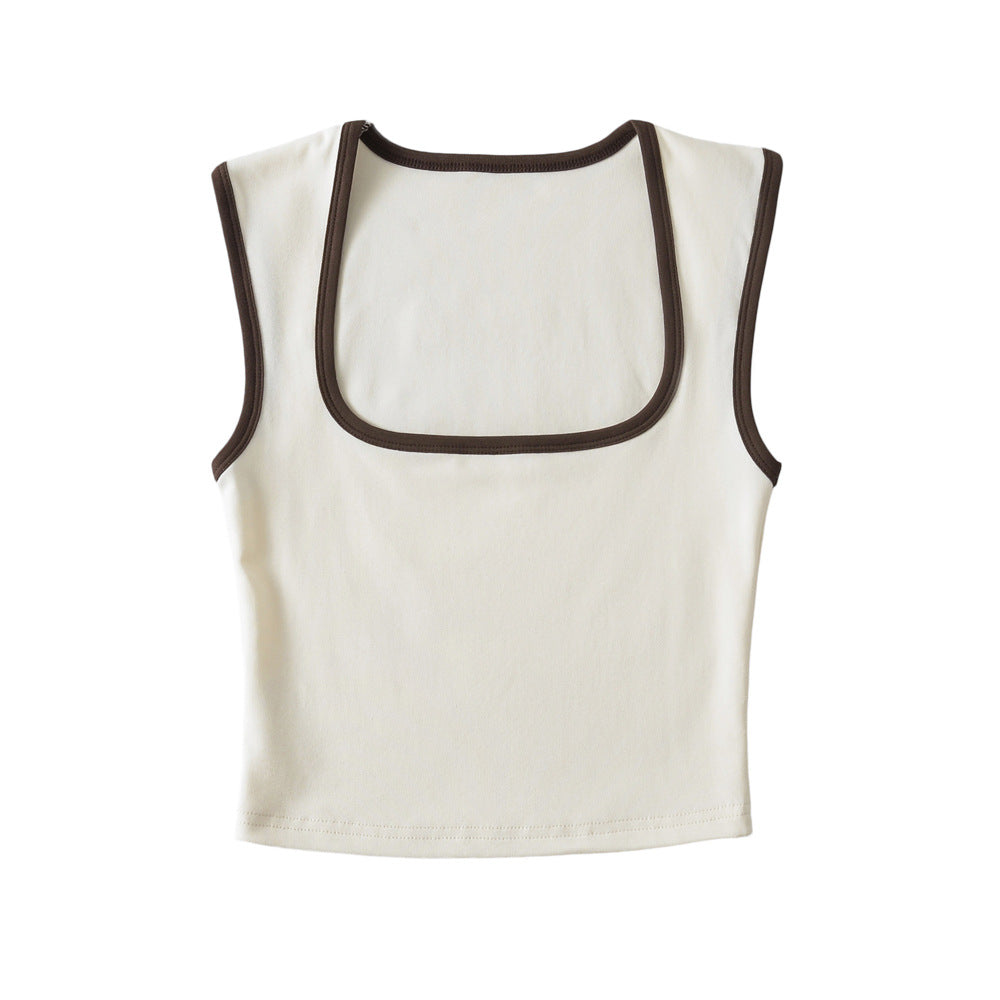 Dame Crop-Top med firkantet udskæring og smalle stropper Stilla