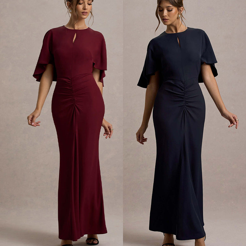 Dame Maxi-aftenkjole med elegante flæsedetaljer Stilla