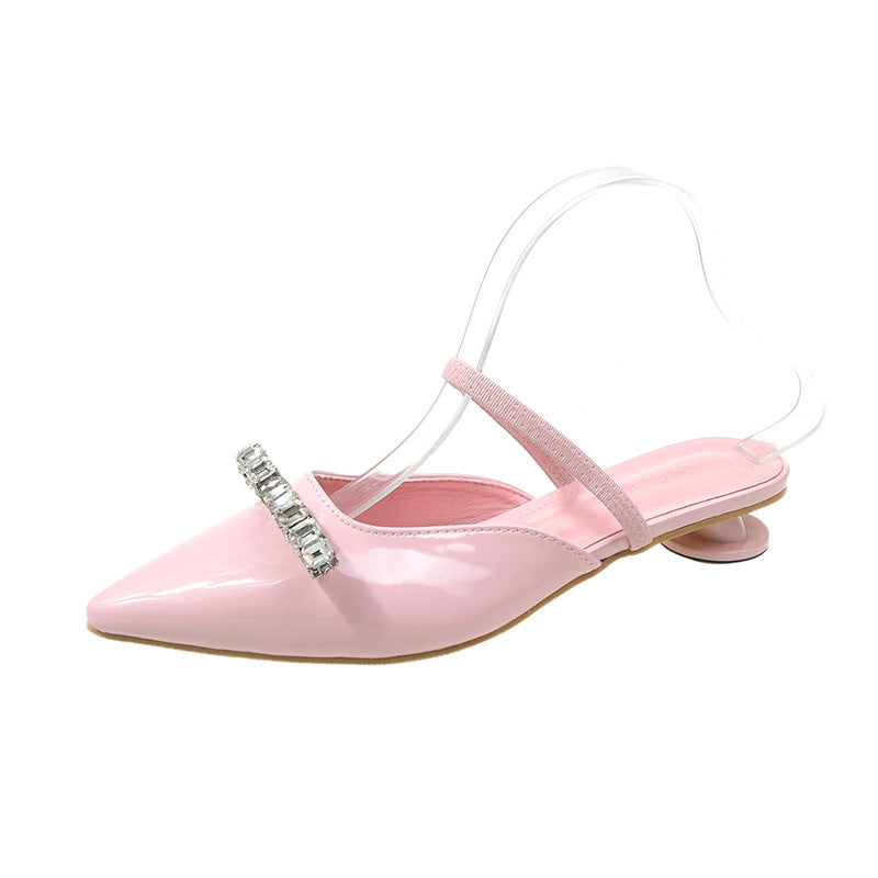 Dame Elegante Spids Tå Separator Mules med Strass-Accent Stilla