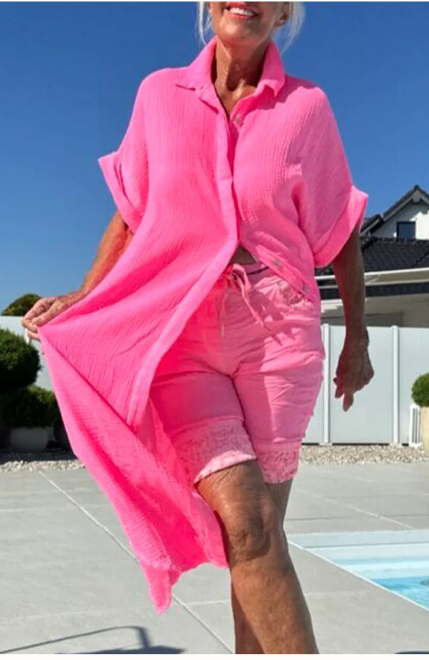 Damer Let bomulds Button-Up overkjole Stilla