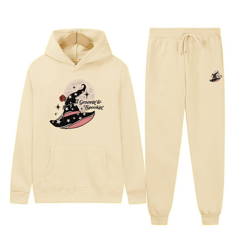 Dame Hoodie Sweatshirt og Joggingbukser Sæt med Cool Halloween Design Skovae