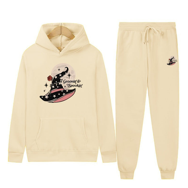 Dame Hoodie Sweatshirt og Joggingbukser Sæt med Cool Halloween Design Skovae