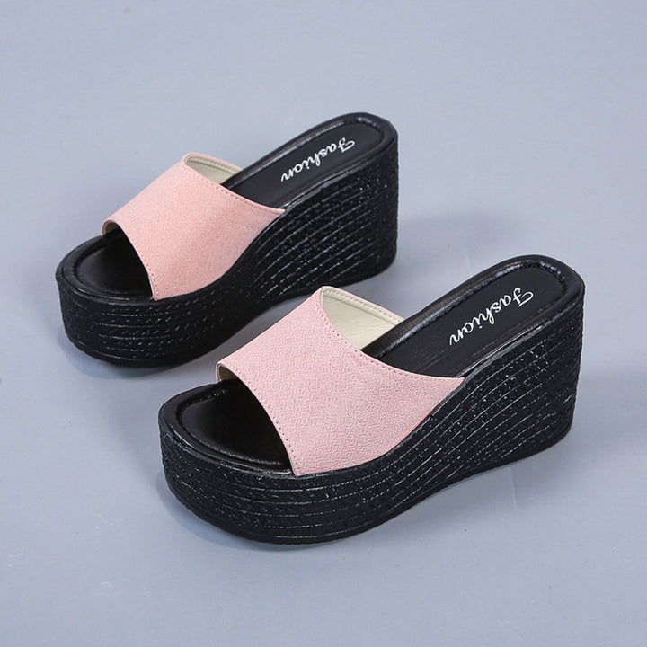 Damer kilehæls slippers med flettet design Stilla