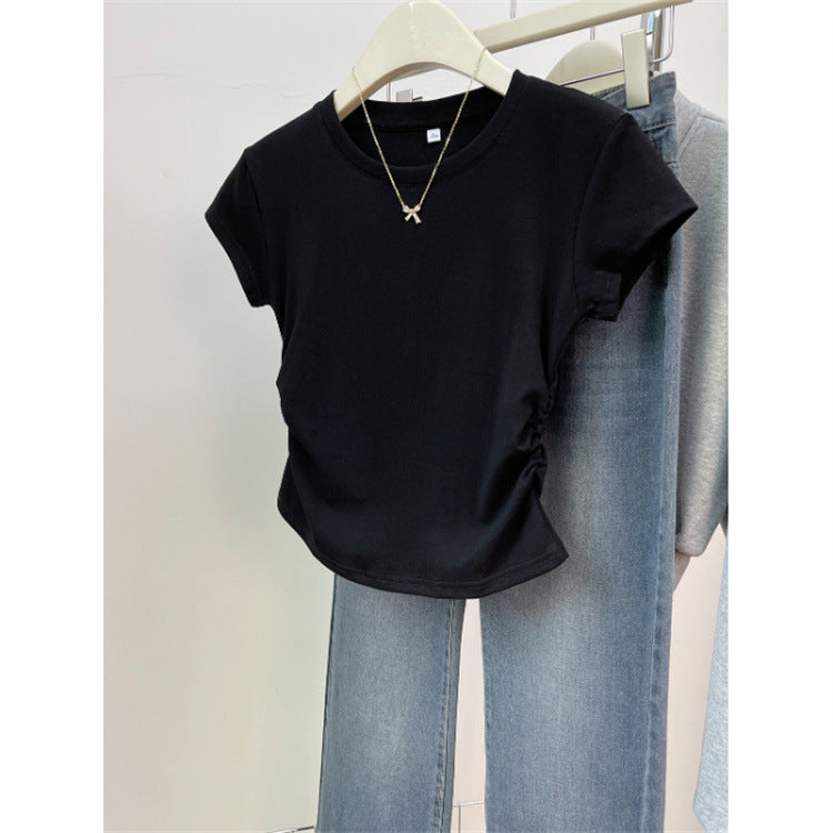 Femme Kortærmet Rynket Sider T-Shirt Stilla