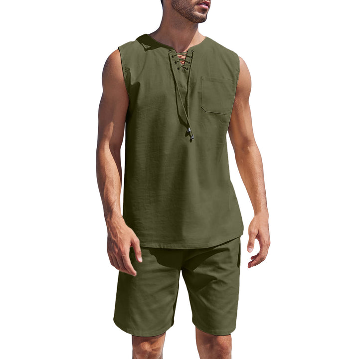 Herrer fritidssæt med kort top og sporty shorts Stilla