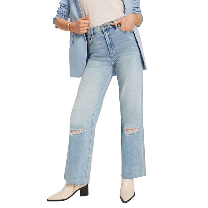 Dame Løs pasform jeans med modige ripped-detaljer og frynset kant Stilla