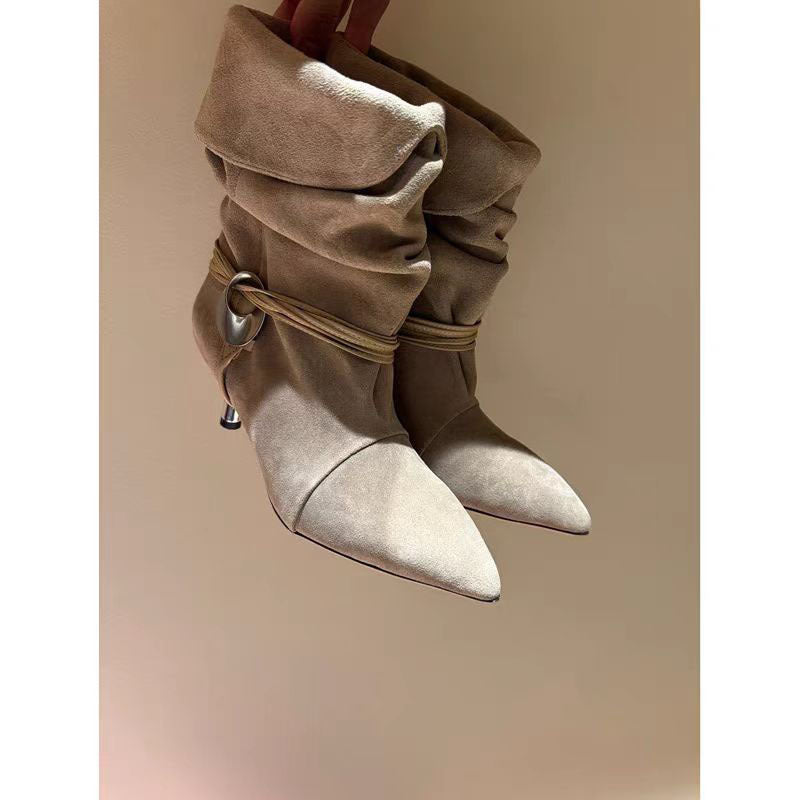 Femme Slouchy Spids-Toe Hæle-Støvler Stilla