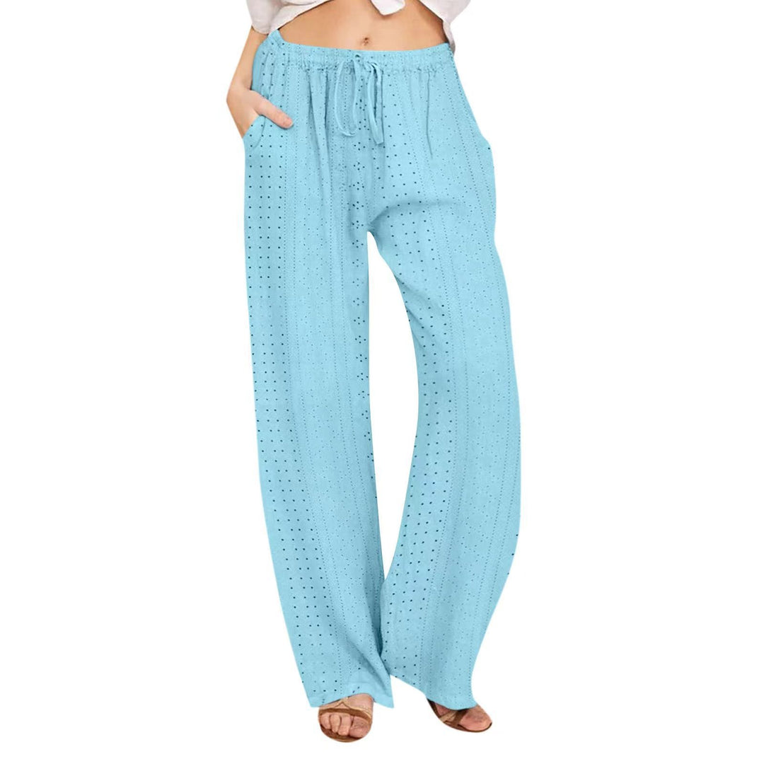 Dame Bred High-Waist-Bukser med luftig struktur Stilla