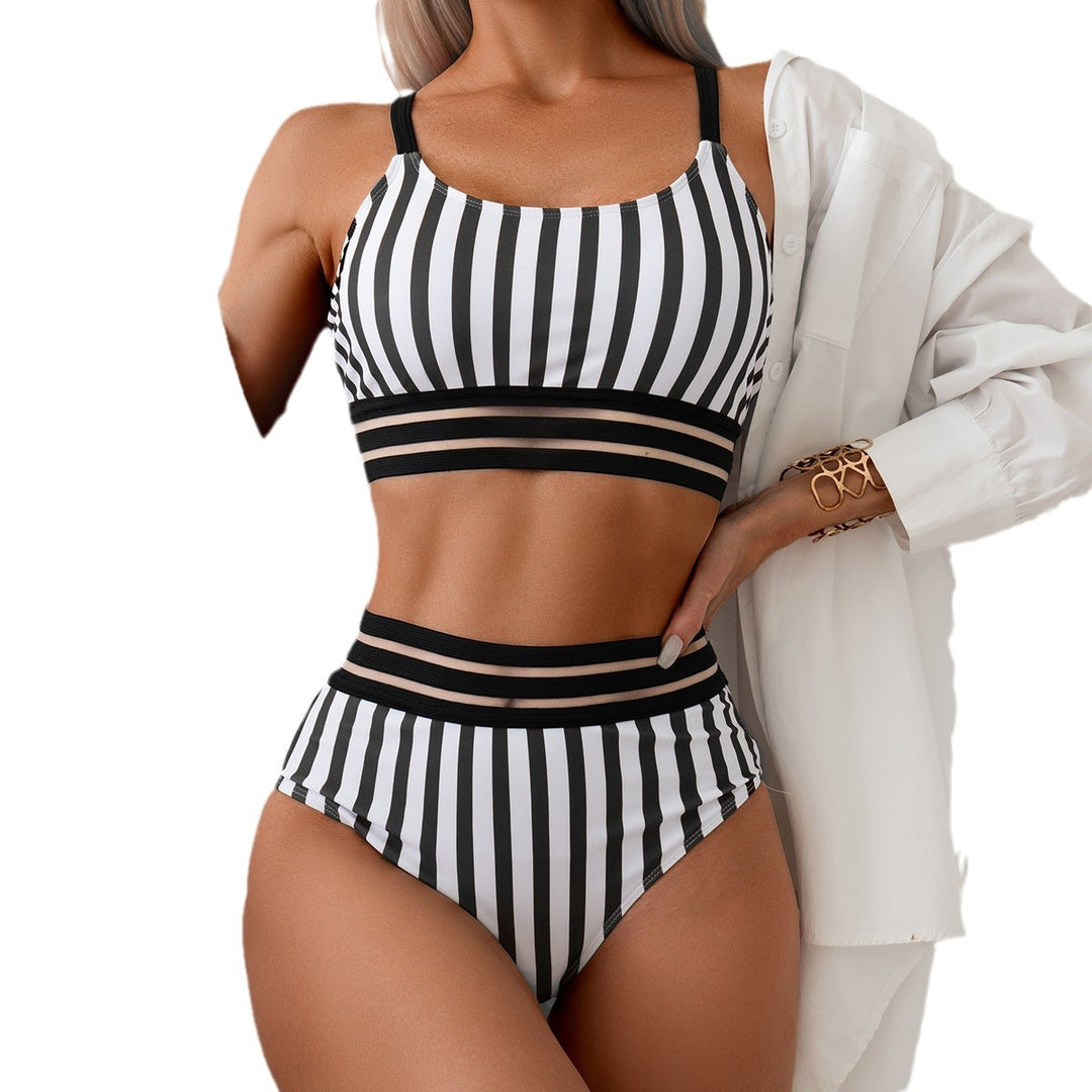 Dame bikini-sæt med høj talje og sporty crop-top Stilla