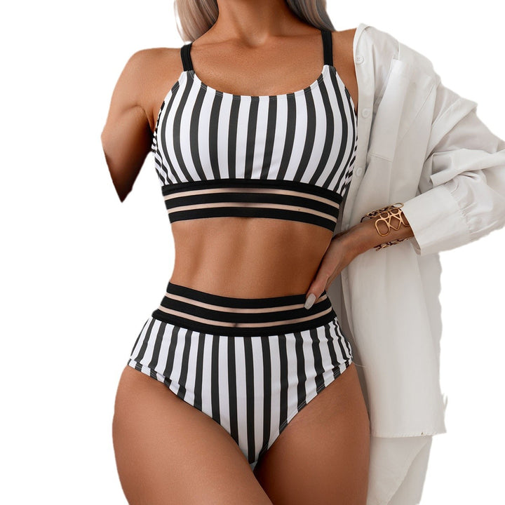 Dame bikini-sæt med høj talje og sporty crop-top Stilla