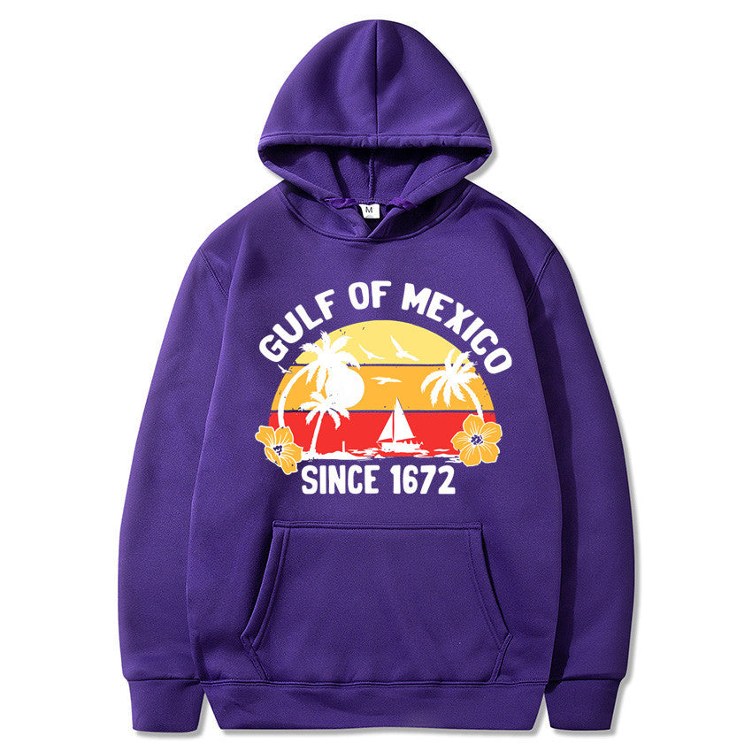 Dame hoodie med kreativt strandmotiver og højkvalitetsstof Skovae