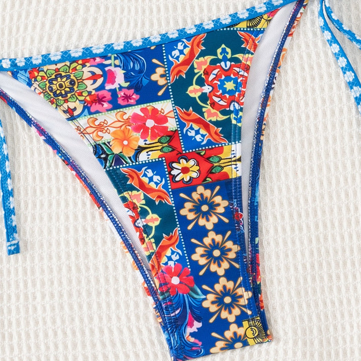 Damer Triangel-Bikini med blomstermønster og rynker Skovae