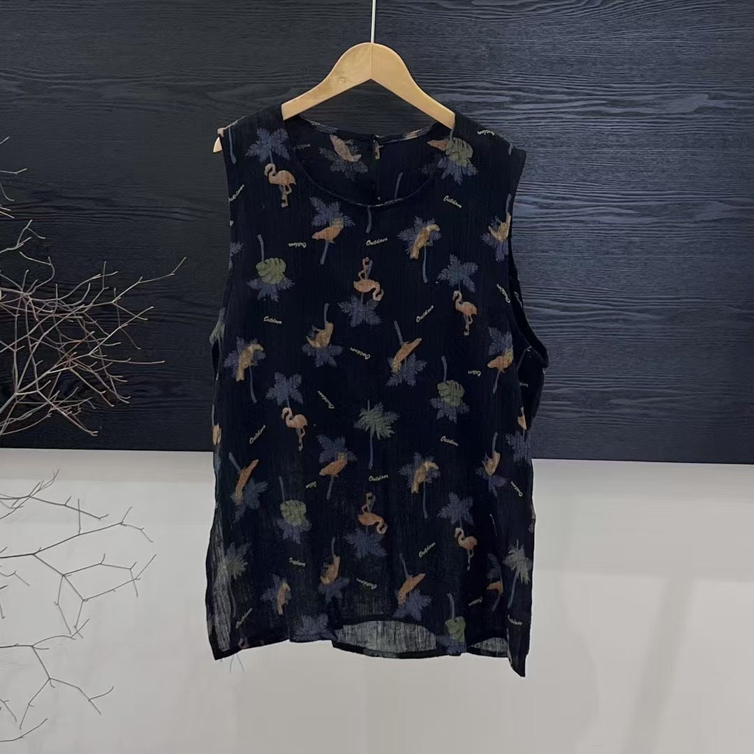 Femme Tropisktryk ærmeløs bluse Stilla
