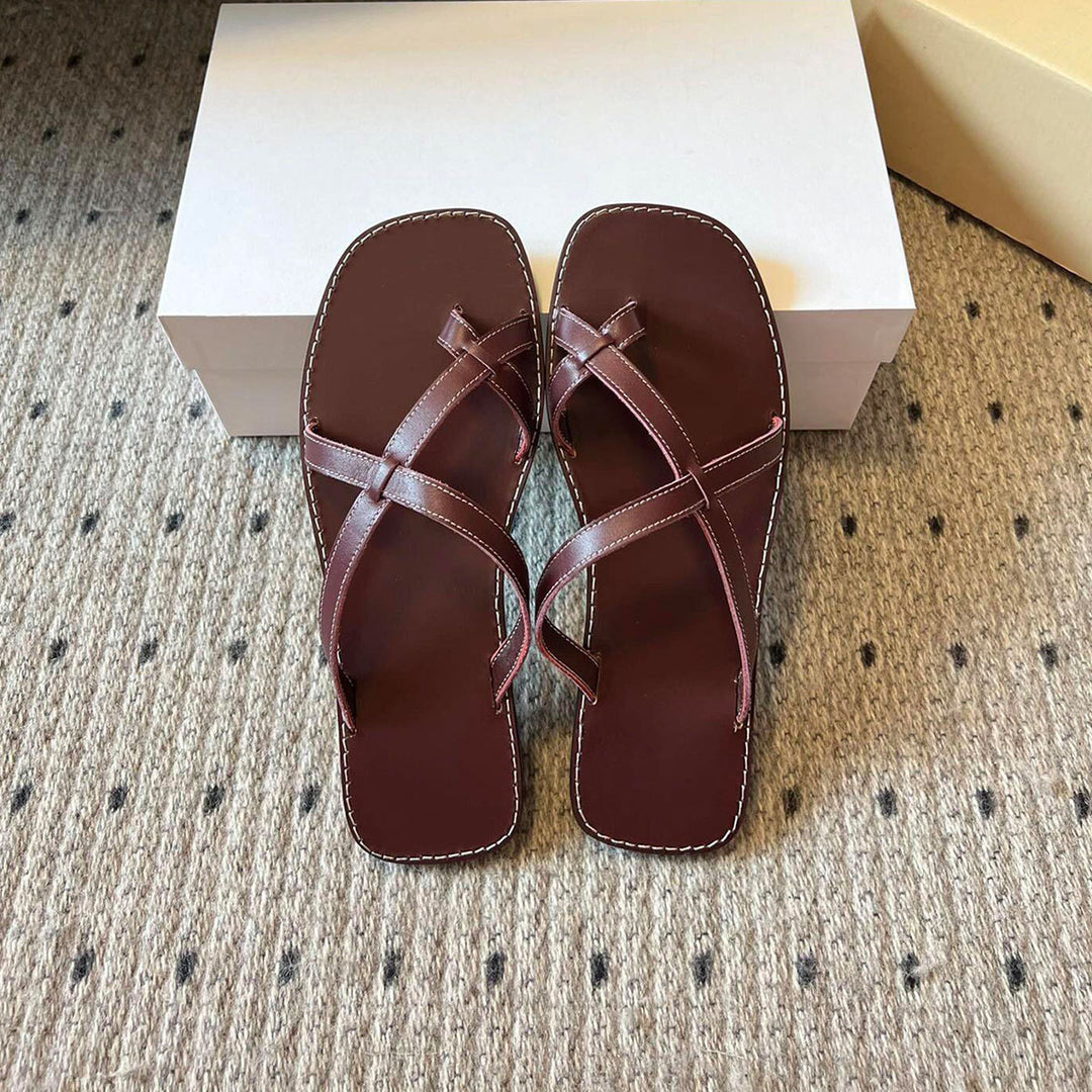 Dame Krydsrem Flad Sandal Stilla