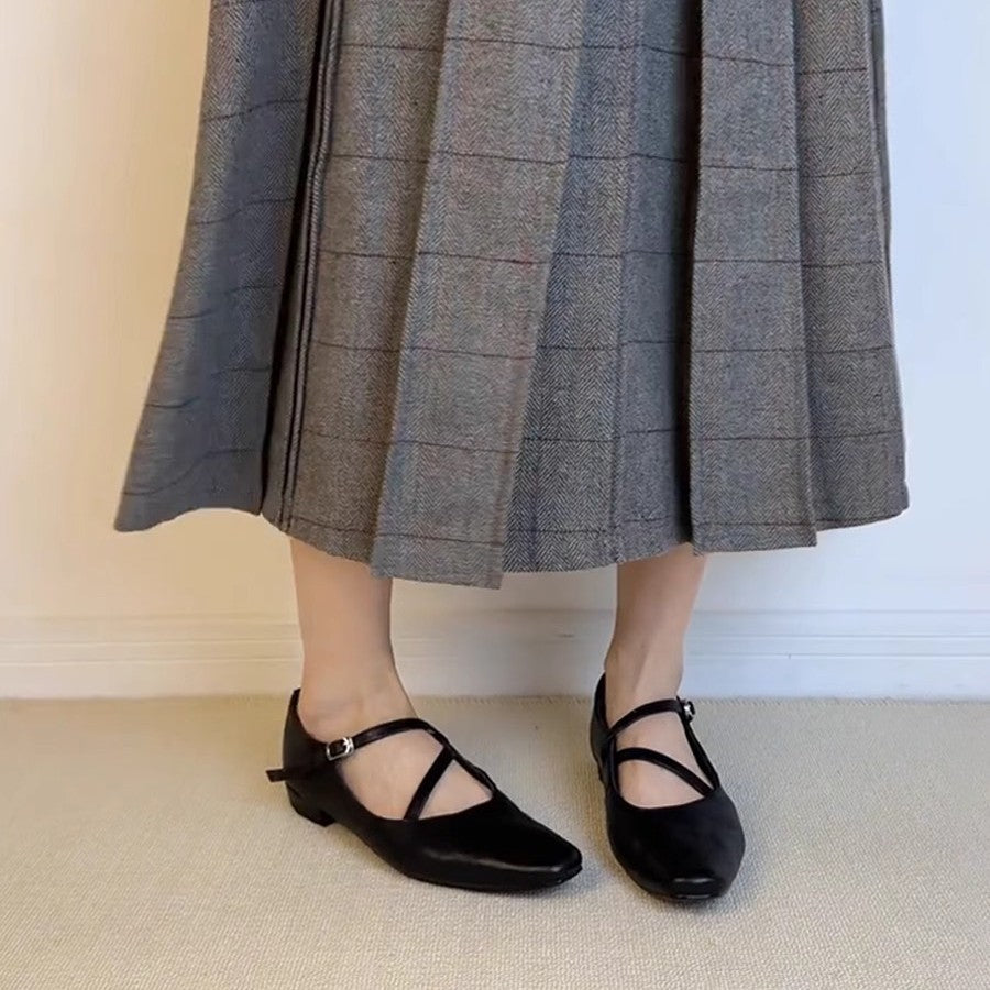 Dame Elegant Riemchen Mary Jane Ballerinas med justerbart ankelrem Stilla