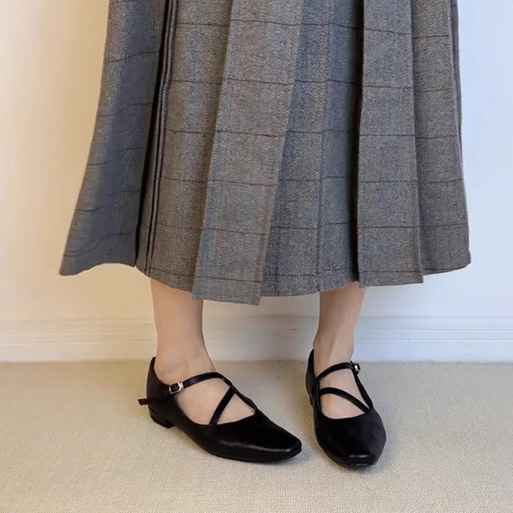 Dame Elegant Riemchen Mary Jane Ballerinas med justerbart ankelrem Stilla