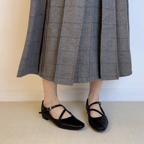 Dame Elegant Riemchen Mary Jane Ballerinas med justerbart ankelrem Stilla