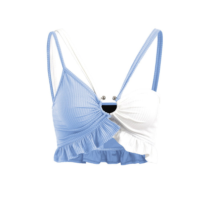 Kvindernes crop top med voluminøse flæser og justerbare stropper Stilla
