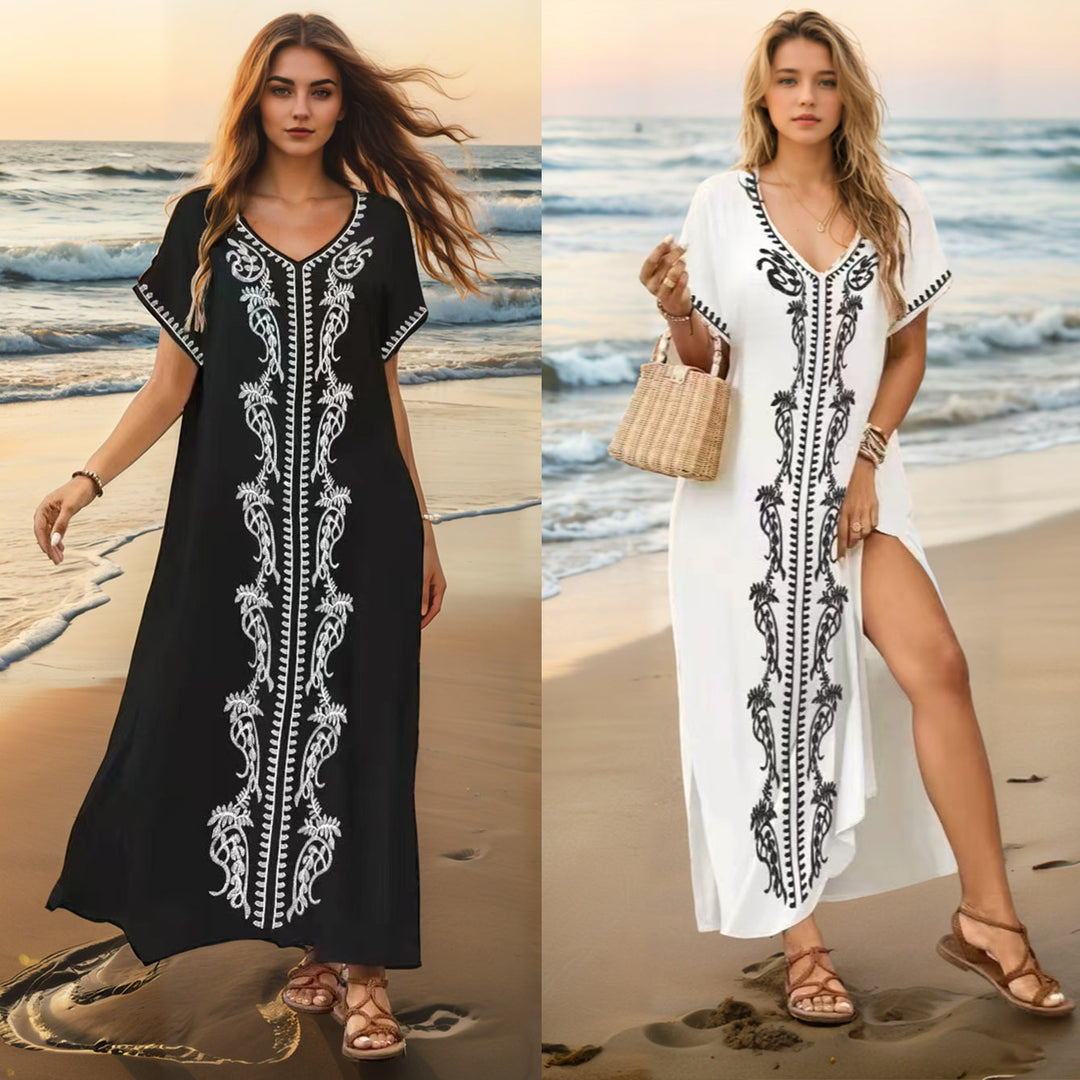 Dame elegant Strandcover med filigran broderidesign Skovae