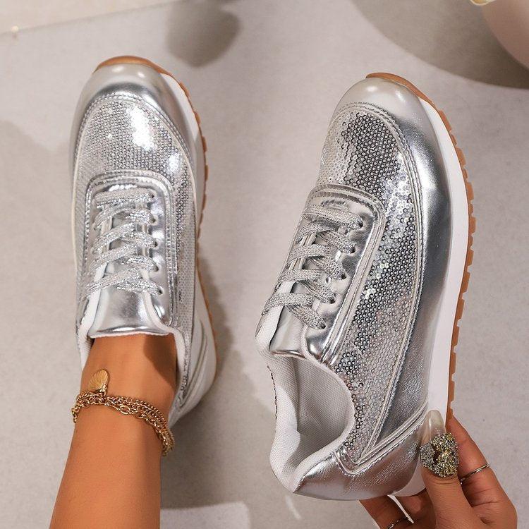 Dame sneakers med glitrende overflade og komfortabel dæmpning Stilla