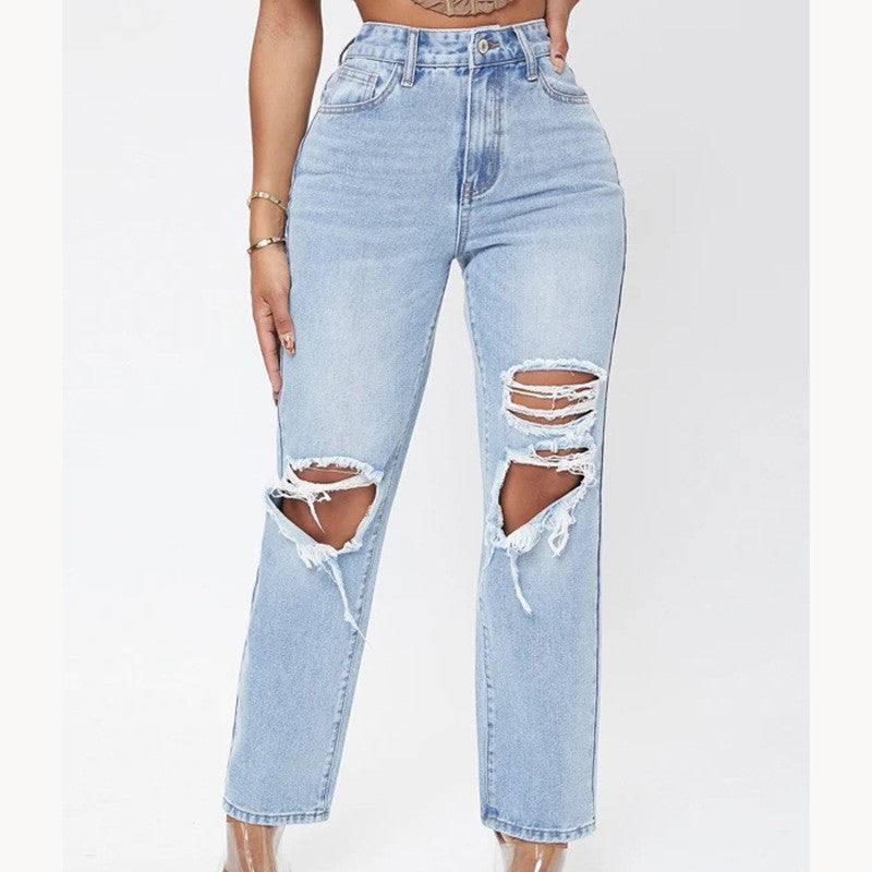 Damer Destroyed Jeans med høje indsnit Stilla
