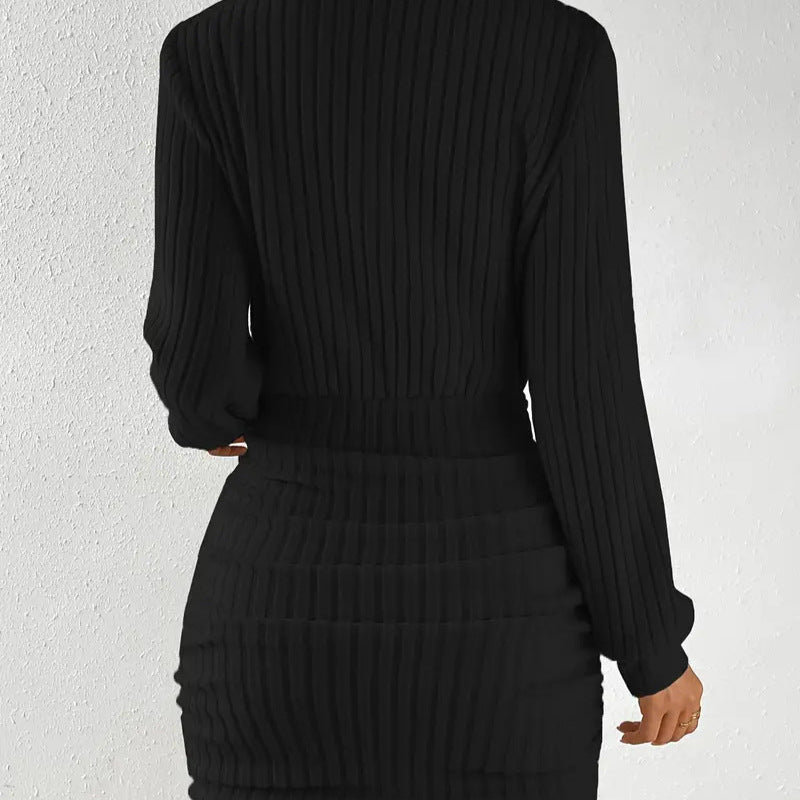 Dame Off-Shoulder Ribbede Bodycon Kjole Stilla