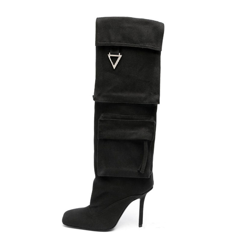Femme Over-the-Knee Stiletto Støvler med Utility-lomme-detalje Stilla