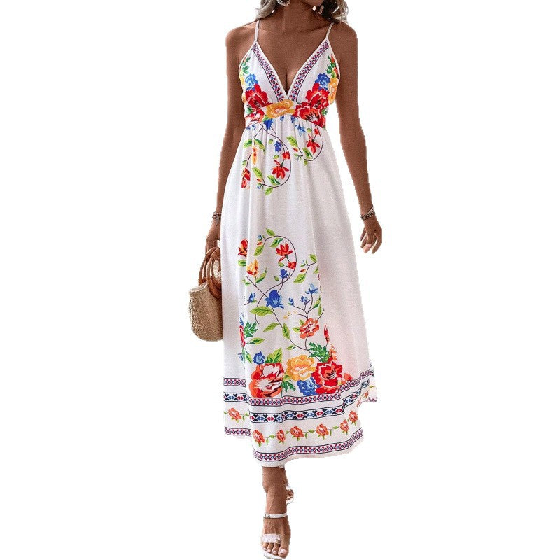 Dame Floral Broderet Maxikjole Stilla